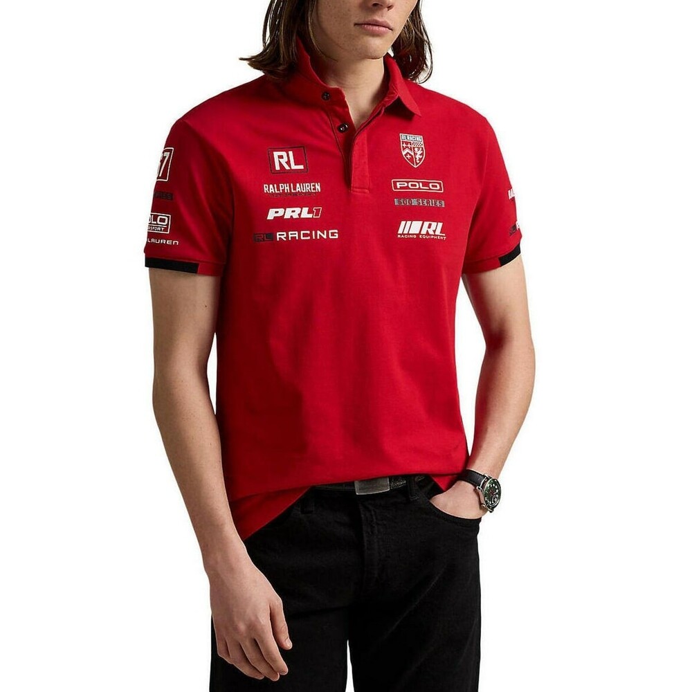 Polo Ralph Lauren Motorsport Racing Size Large Classic Slim Fit Red Polo Shirt - Picture 2 of 7